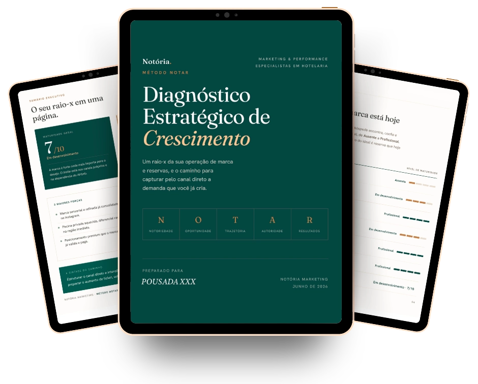 Mockup do Diagnóstico Estratégico de Crescimento da Notória Marketing